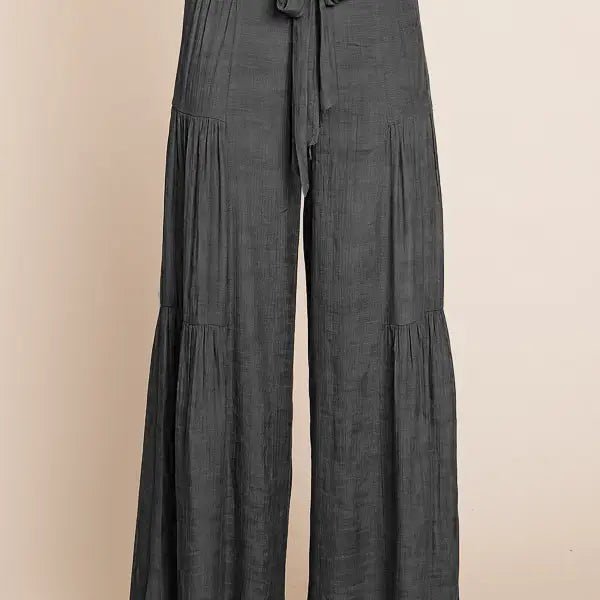 Tie Front Wide Leg Pants - Deadwood South Boutique & Company LLC