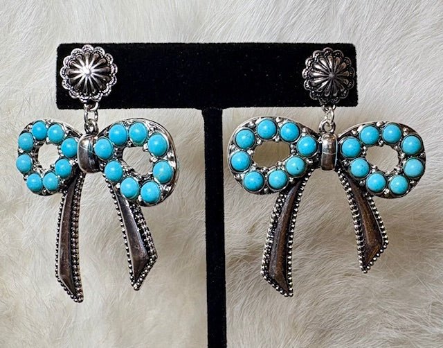 Turquoise Bow Fashion Concho Earrings - Deadwood South Boutique & Company LLC