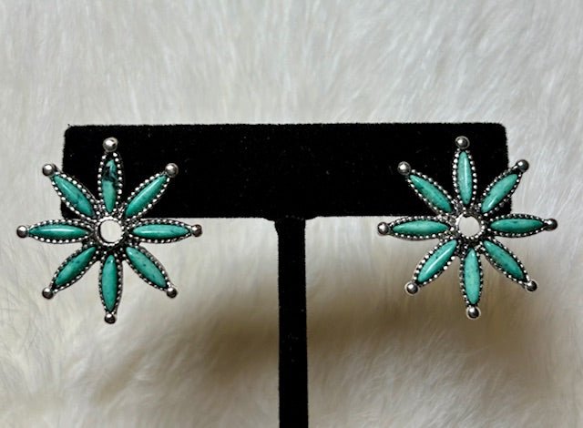 Turquoise Burst Fashion Stud Earrings - Deadwood South Boutique & Company LLC
