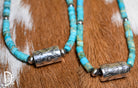 Turquoise Chip Necklace with Sterling Cylinder Pendant - Deadwood South Boutique & Company LLC
