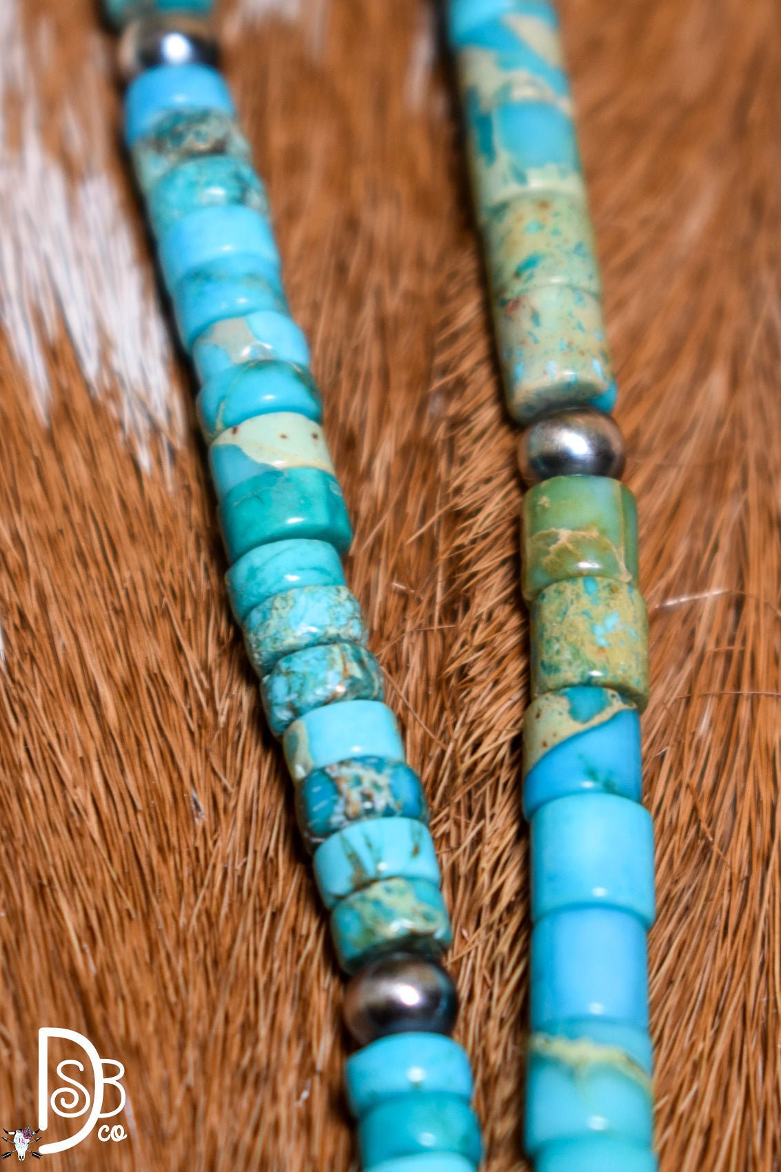 Turquoise Chip Necklace with Sterling Cylinder Pendant - Deadwood South Boutique & Company LLC