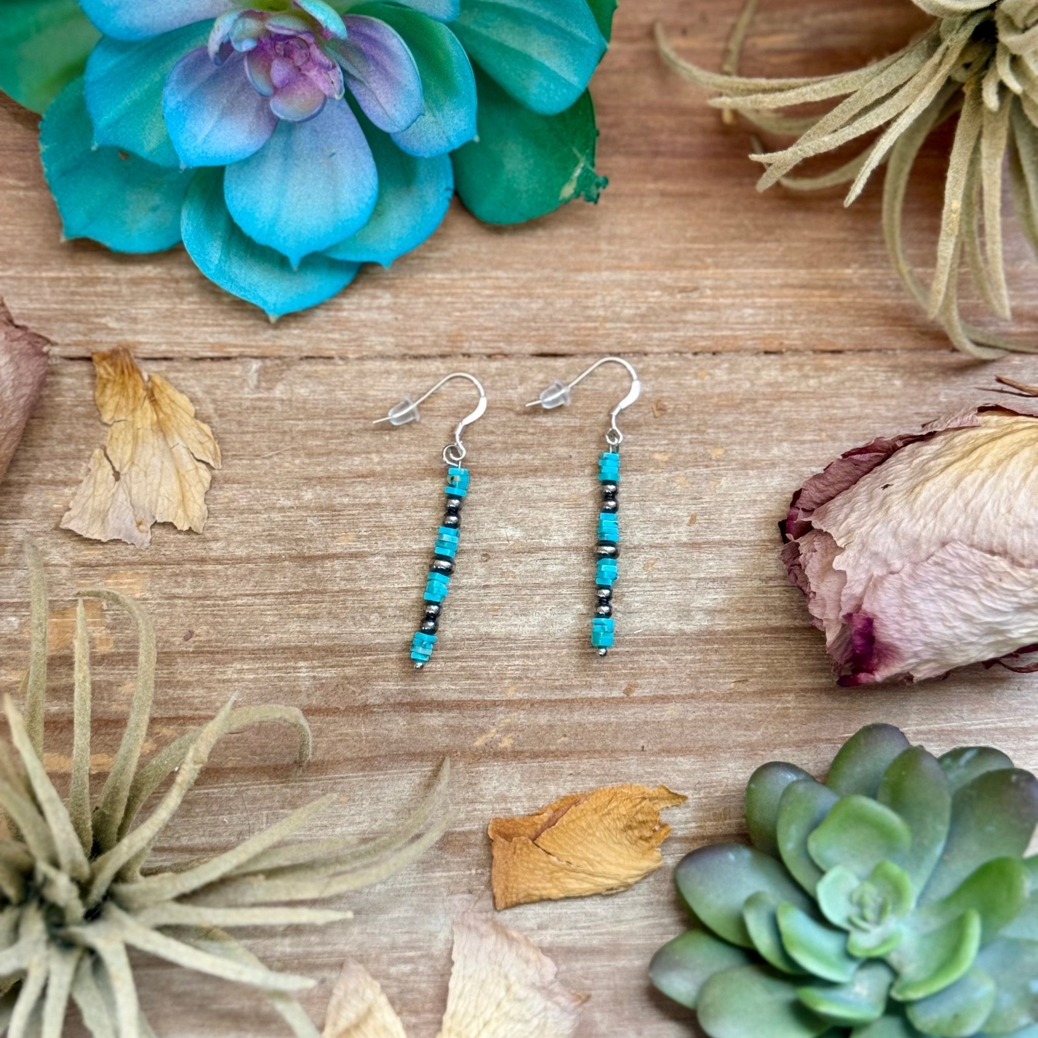 Turquoise Cube Dangle Earrings - Deadwood South Boutique & Company LLC