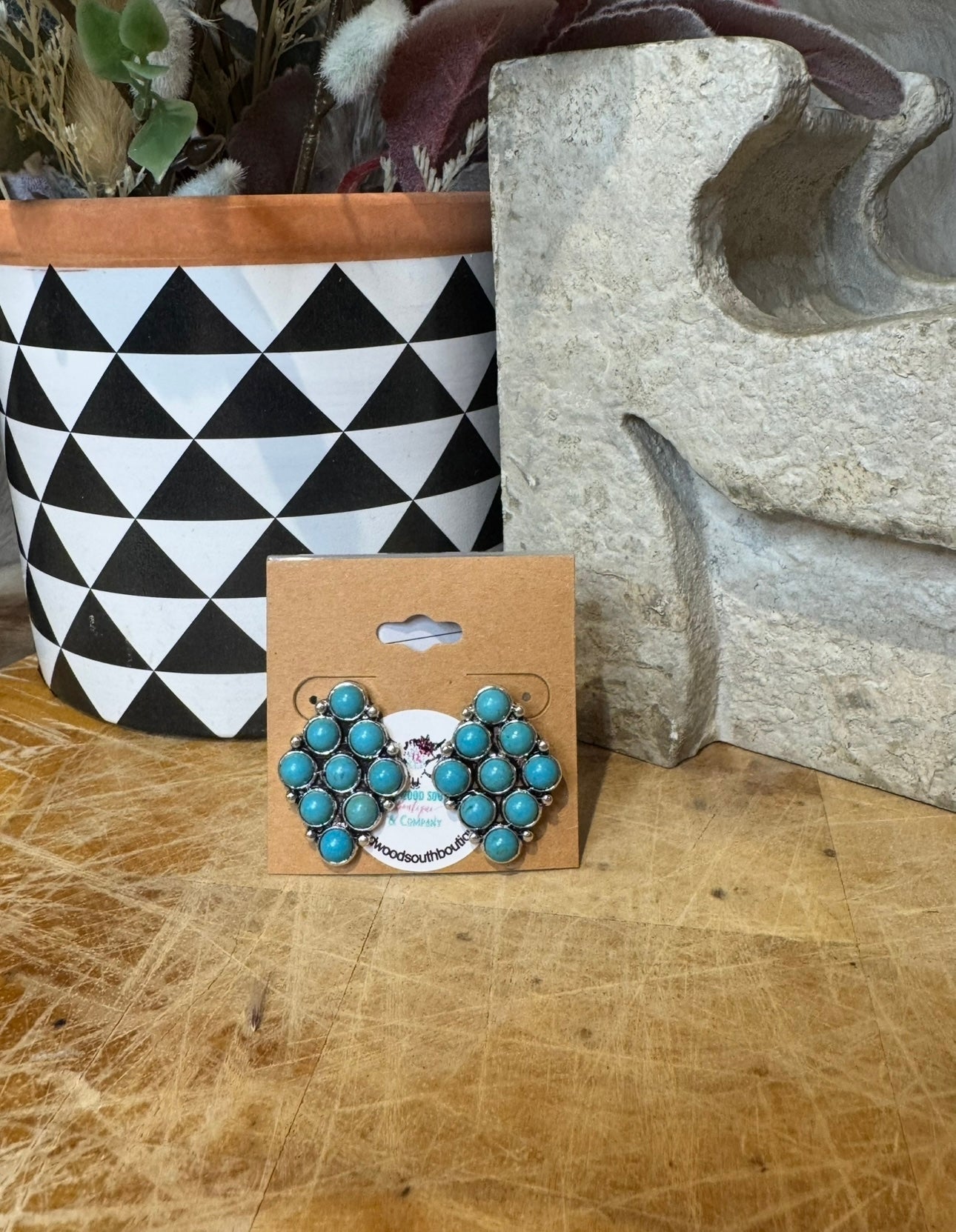 Turquoise Diamond Fashion Earrings - Deadwood South Boutique & Company LLC