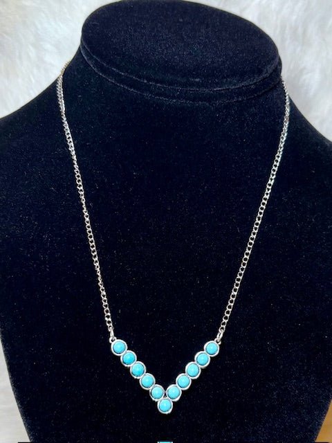 Turquoise V - Bar Fashion Necklace - Deadwood South Boutique & Company LLC