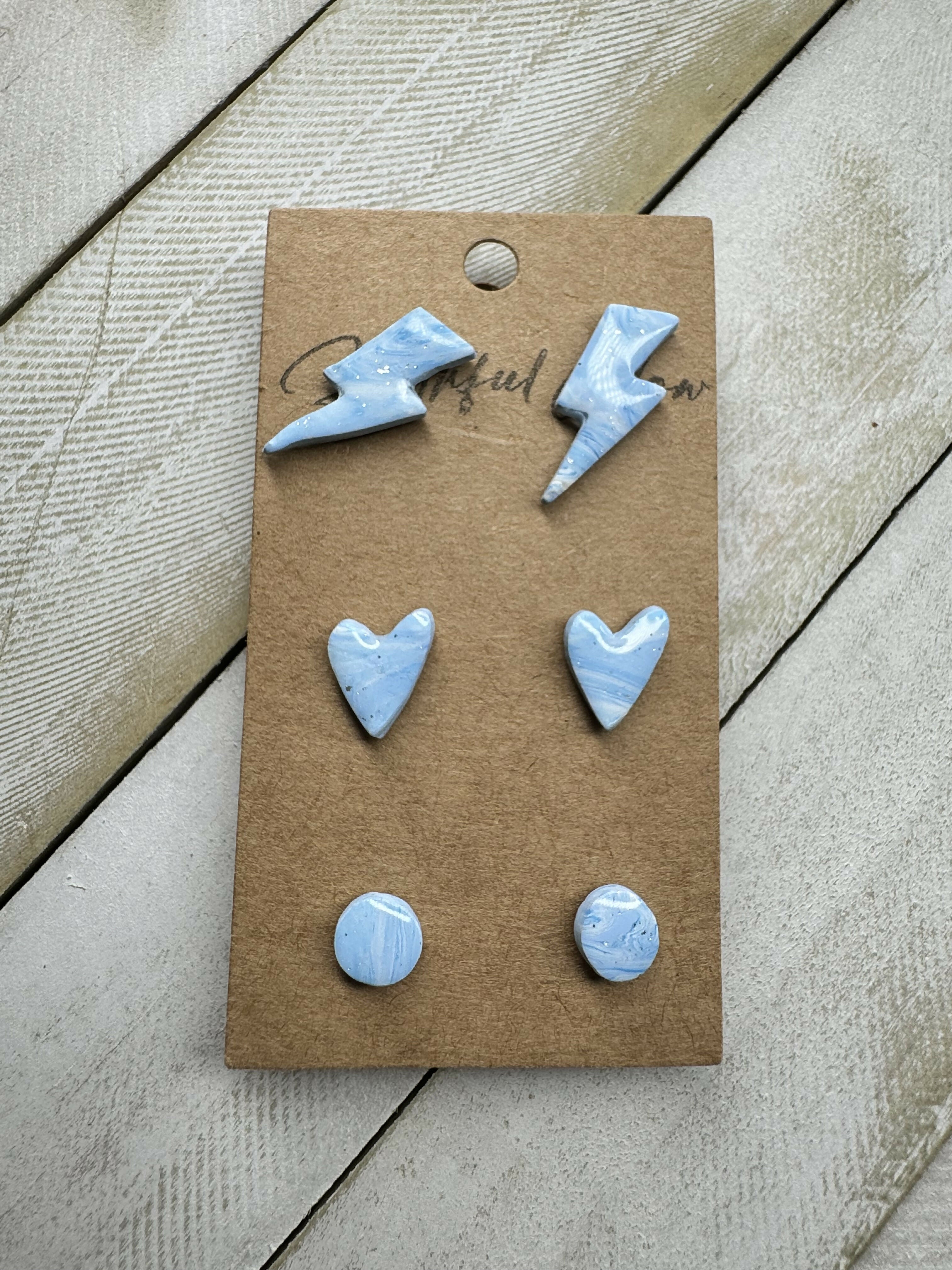 Baby Blue Stud Trio-Jewelry-Faithful Glow-Deadwood South Boutique, Women's Fashion Boutique in Henderson, TX