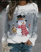 Christmas Gray Snowflake Snowman Top-Tops & Tees-Vintage Cowgirl-Deadwood South Boutique, Women's Fashion Boutique in Henderson, TX