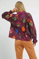 Umgee Floral Print Flounce Sleeve Blouse - Deadwood South Boutique & Company LLC