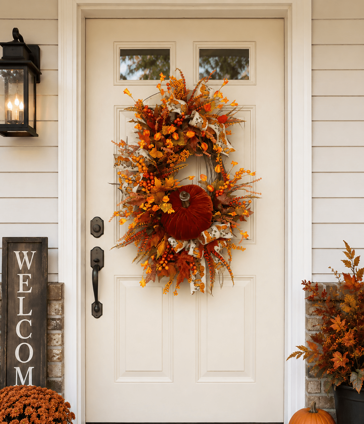 Velvet pumpkin wreath - Deadwood South Boutique & Company LLC