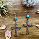 Walkin' with Faith Turquoise Cross Earrings - Deadwood South Boutique & Company LLC