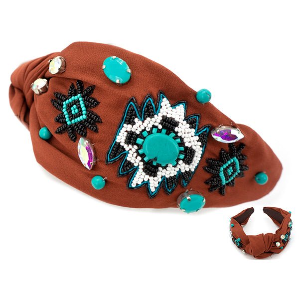 Western Aztec Beaded Headband - Deadwood South Boutique & Company LLC