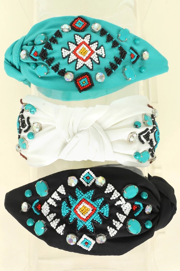 Western Aztec Beaded Headband - Deadwood South Boutique & Company LLC
