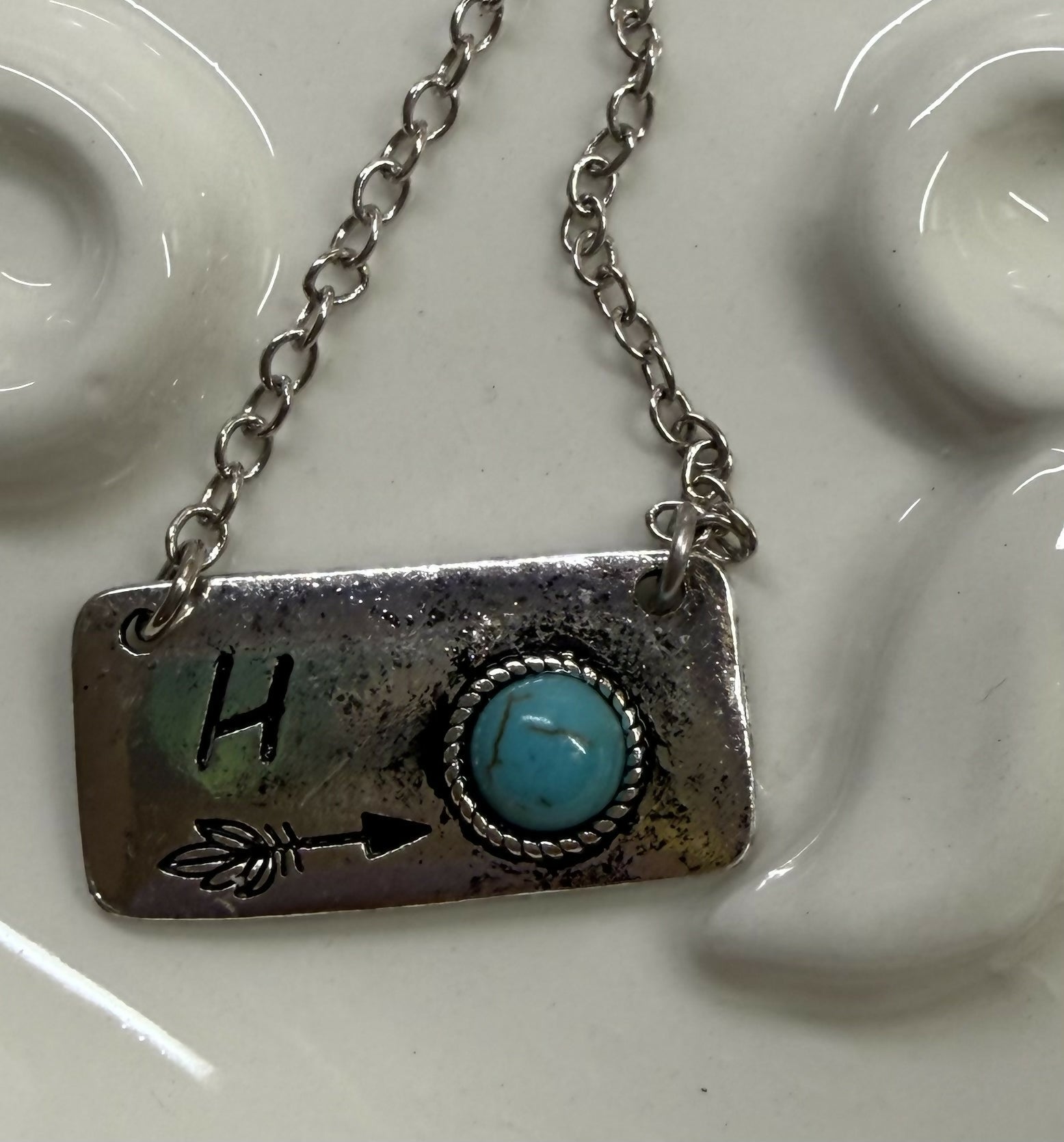 Western Turquoise Bar Initial Necklace - Deadwood South Boutique & Company LLC
