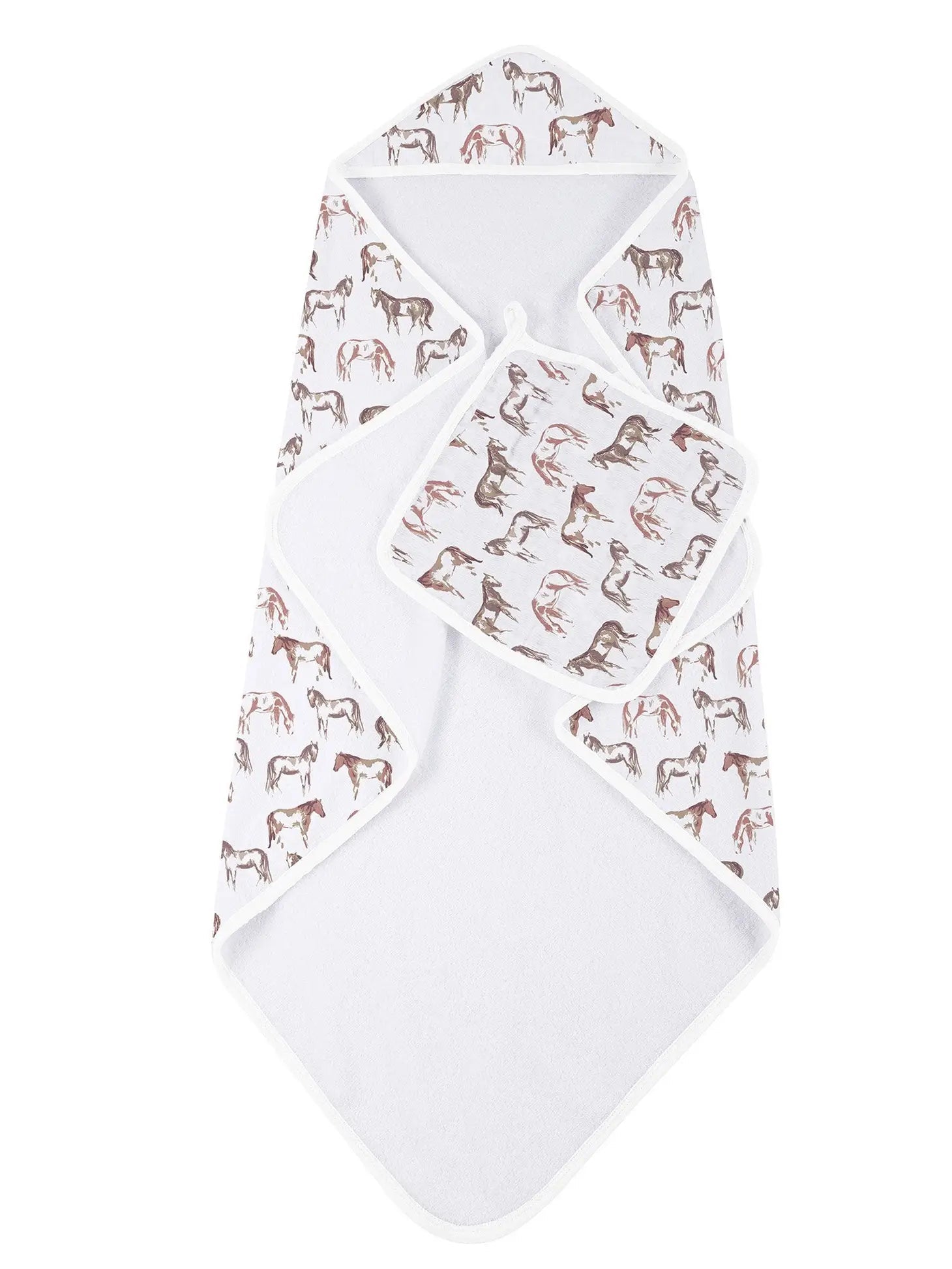 Wild Horses Hooded Towel and Washcloth Set - Deadwood South Boutique & Company LLC