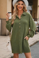 Sadie Moss Green Corded Dress-Dresses-Vintage Cowgirl-Deadwood South Boutique, Women's Fashion Boutique in Henderson, TX