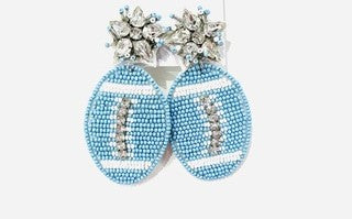 Columbia Blue Football Earrings-Earrings-Deadwood South Boutique & Company-Deadwood South Boutique, Women's Fashion Boutique in Henderson, TX