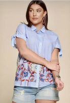 Summer Time Striped Top-Short Sleeves-Vintage Cowgirl-Deadwood South Boutique, Women's Fashion Boutique in Henderson, TX