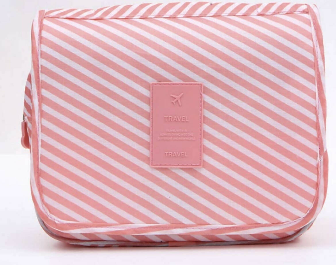 Pink Stripe Hangable Cosmetic Bag-Makeup Bag-Vintage Cowgirl-Deadwood South Boutique, Women's Fashion Boutique in Henderson, TX