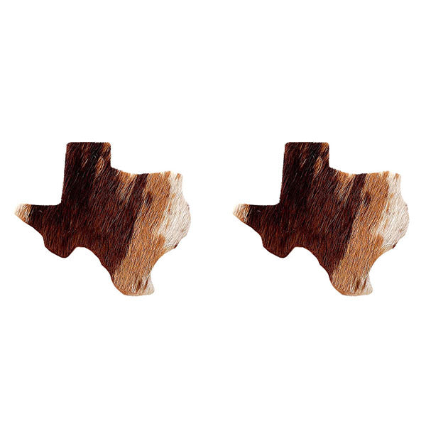 Texas Cowhide Earrings-Earrings-Deadwood South Boutique & Company-Deadwood South Boutique, Women's Fashion Boutique in Henderson, TX