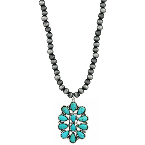 Turquoise Fashion Navajo Pearl Necklace-Necklaces-Deadwood South Boutique & Company-Deadwood South Boutique, Women's Fashion Boutique in Henderson, TX