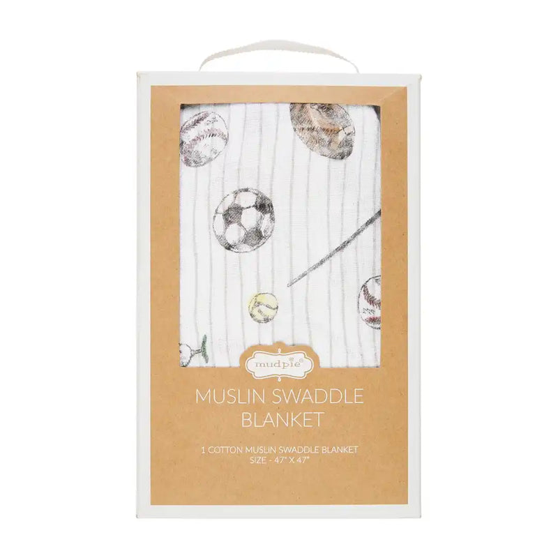 Mud Pie Sports Muslin Swaddle