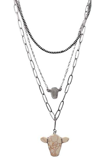 The Lariat Cow Fashion Necklace-Necklaces-Deadwood South Boutique & Company-Deadwood South Boutique, Women's Fashion Boutique in Henderson, TX
