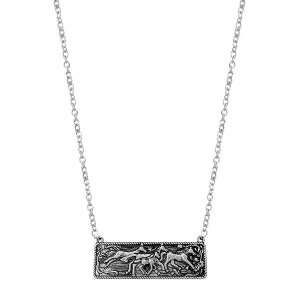 The Running Horses Stamped Fashion Necklace-Necklaces-Deadwood South Boutique & Company-Deadwood South Boutique, Women's Fashion Boutique in Henderson, TX