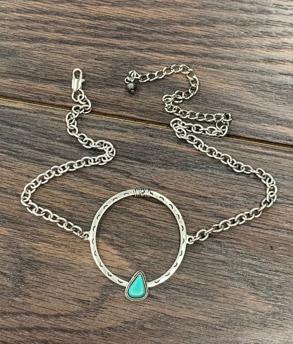 The Turquoise Stamped Necklace-Necklaces-Deadwood South Boutique & Company-Deadwood South Boutique, Women's Fashion Boutique in Henderson, TX