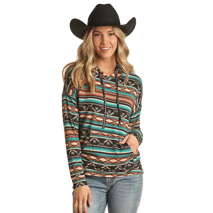 Rock & Roll All Over Print Women's Hoodie-Sweaters-Deadwood South Boutique & Company-Deadwood South Boutique, Women's Fashion Boutique in Henderson, TX