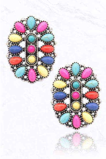 The Concho Stone Earrings-Earrings-Deadwood South Boutique-Deadwood South Boutique, Women's Fashion Boutique in Henderson, TX