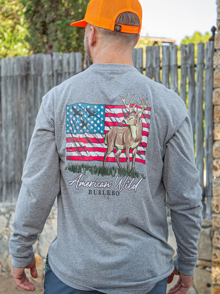 Burlebo Deer American Wild LS Graphic Tee-Graphic Tees-Deadwood South Boutique & Company-Deadwood South Boutique, Women's Fashion Boutique in Henderson, TX