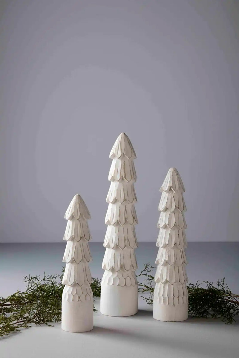 Mud Pie Small Carved White Wood Tree