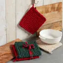 Mud Pie Green & Red Crochet Pot Holder Set-Home Decor & Gifts-Deadwood South Boutique & Company-Deadwood South Boutique, Women's Fashion Boutique in Henderson, TX