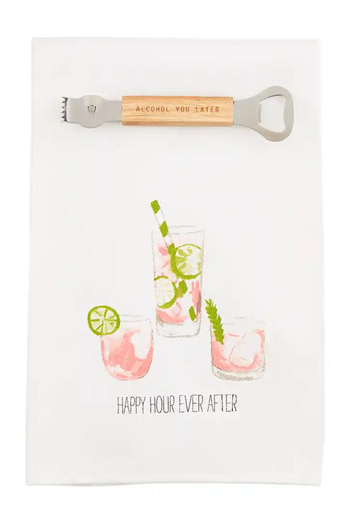 Mud Pie Happy Hour Dish Towel Set-Home Decor & Gifts-Deadwood South Boutique & Company-Deadwood South Boutique, Women's Fashion Boutique in Henderson, TX