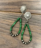 The Concho Green Turquoise Earrings-Earrings-Deadwood South Boutique & Company-Deadwood South Boutique, Women's Fashion Boutique in Henderson, TX