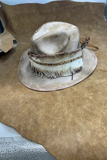 Dusty White Hand Cut Feather Hat Band-Hats-Deadwood South Boutique & Company-Deadwood South Boutique, Women's Fashion Boutique in Henderson, TX