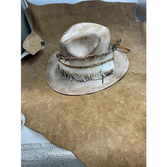 Dusty White Hand Cut Feather Hat Band-Hats-Deadwood South Boutique & Company-Deadwood South Boutique, Women's Fashion Boutique in Henderson, TX