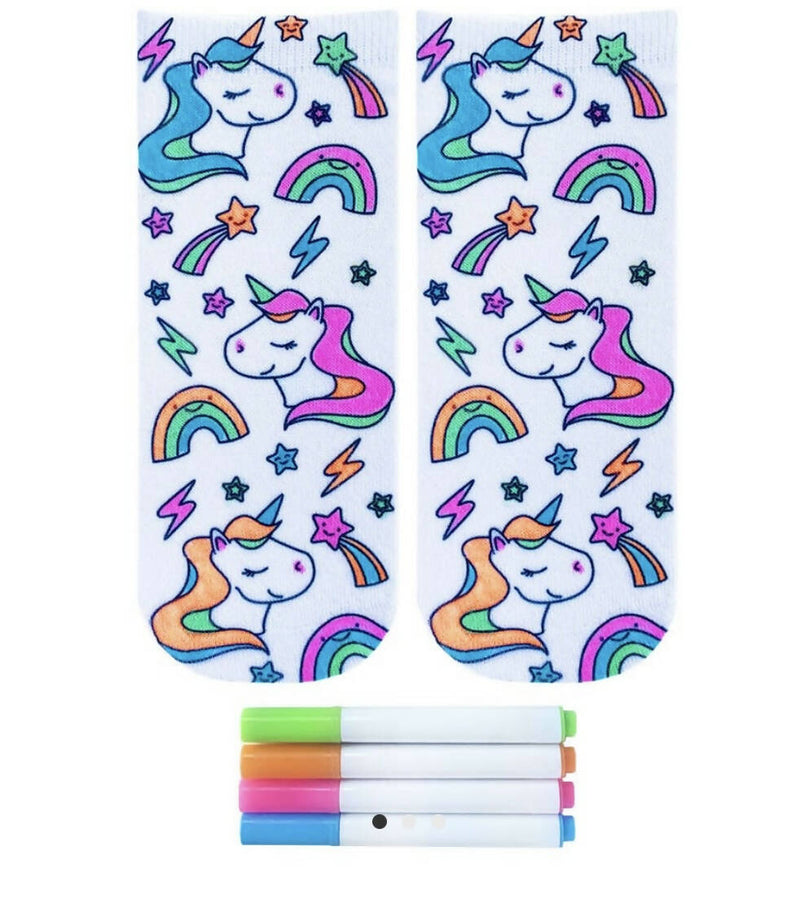Unicorn Coloring Socks
