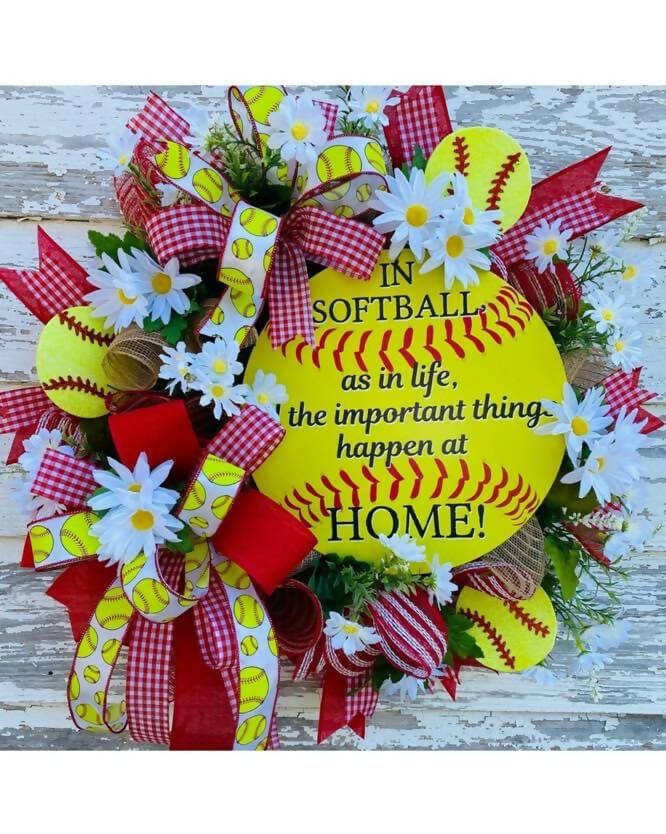 Softball wreath-Home decor-The Sassy Front Porch-Deadwood South Boutique, Women's Fashion Boutique in Henderson, TX