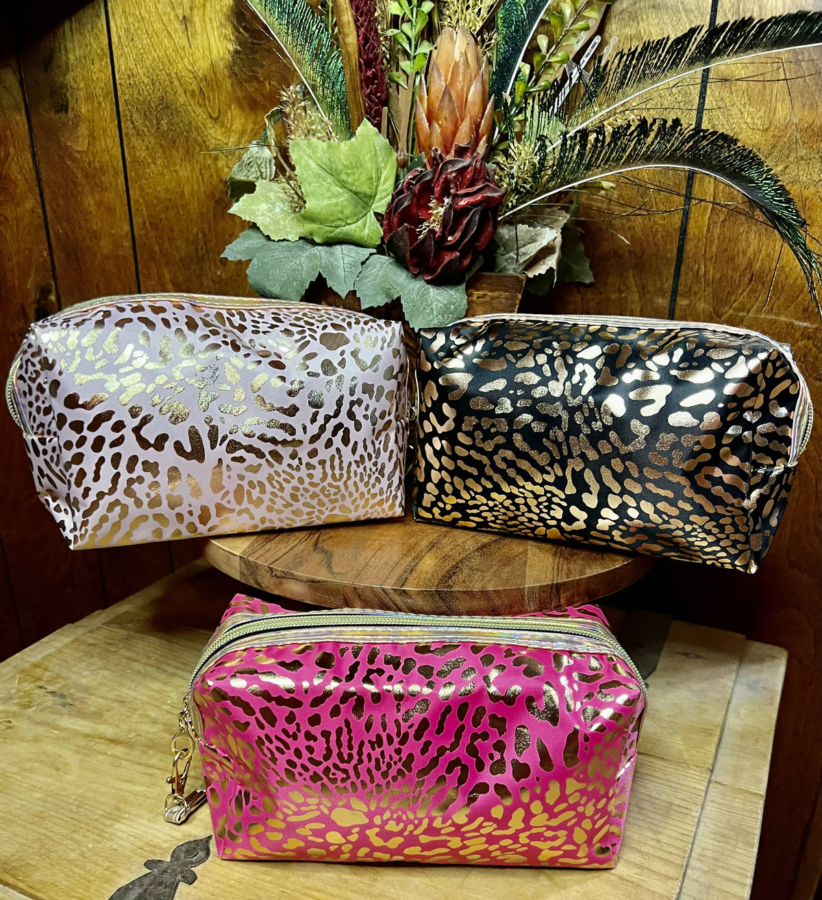 Glitter Leopard Cosmetric Bag-Makeup Bag-Vintage Cowgirl-Deadwood South Boutique, Women's Fashion Boutique in Henderson, TX