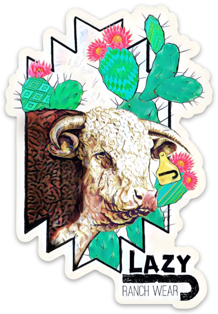 Lazy J Ranch Wear Flowery Cactus Sticker-stickers-Deadwood South Boutique & Company-Deadwood South Boutique, Women's Fashion Boutique in Henderson, TX