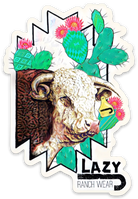 Lazy J Ranch Wear Flowery Cactus Sticker-stickers-Deadwood South Boutique & Company-Deadwood South Boutique, Women's Fashion Boutique in Henderson, TX