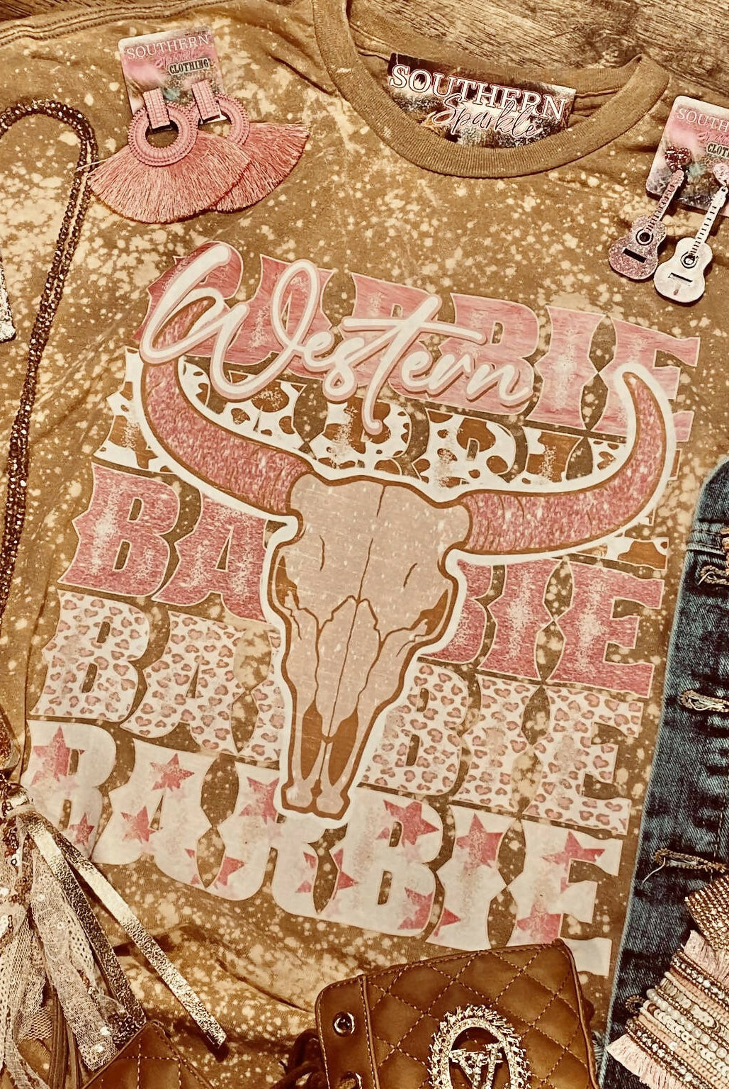 Western Barbie Tee-Graphic Tees-Vintage Cowgirl-Deadwood South Boutique, Women's Fashion Boutique in Henderson, TX