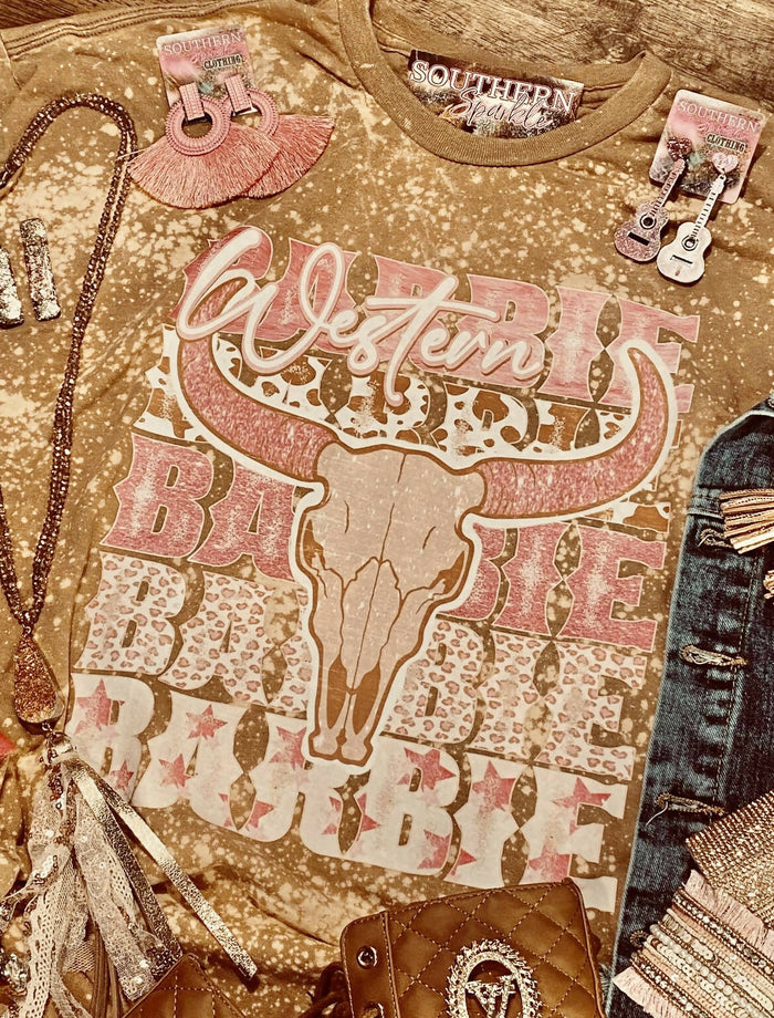 Western Barbie Tee-Graphic Tee's-Vintage Cowgirl-Deadwood South Boutique, Women's Fashion Boutique in Henderson, TX