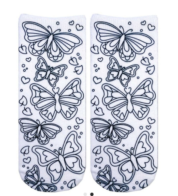 Butterfly Coloring Socks-Socks-Vintage Cowgirl-Deadwood South Boutique, Women's Fashion Boutique in Henderson, TX