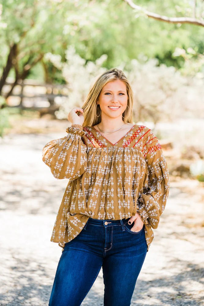 The Ellie Mae Top-Long Sleeves-Deadwood South Boutique & Company-Deadwood South Boutique, Women's Fashion Boutique in Henderson, TX