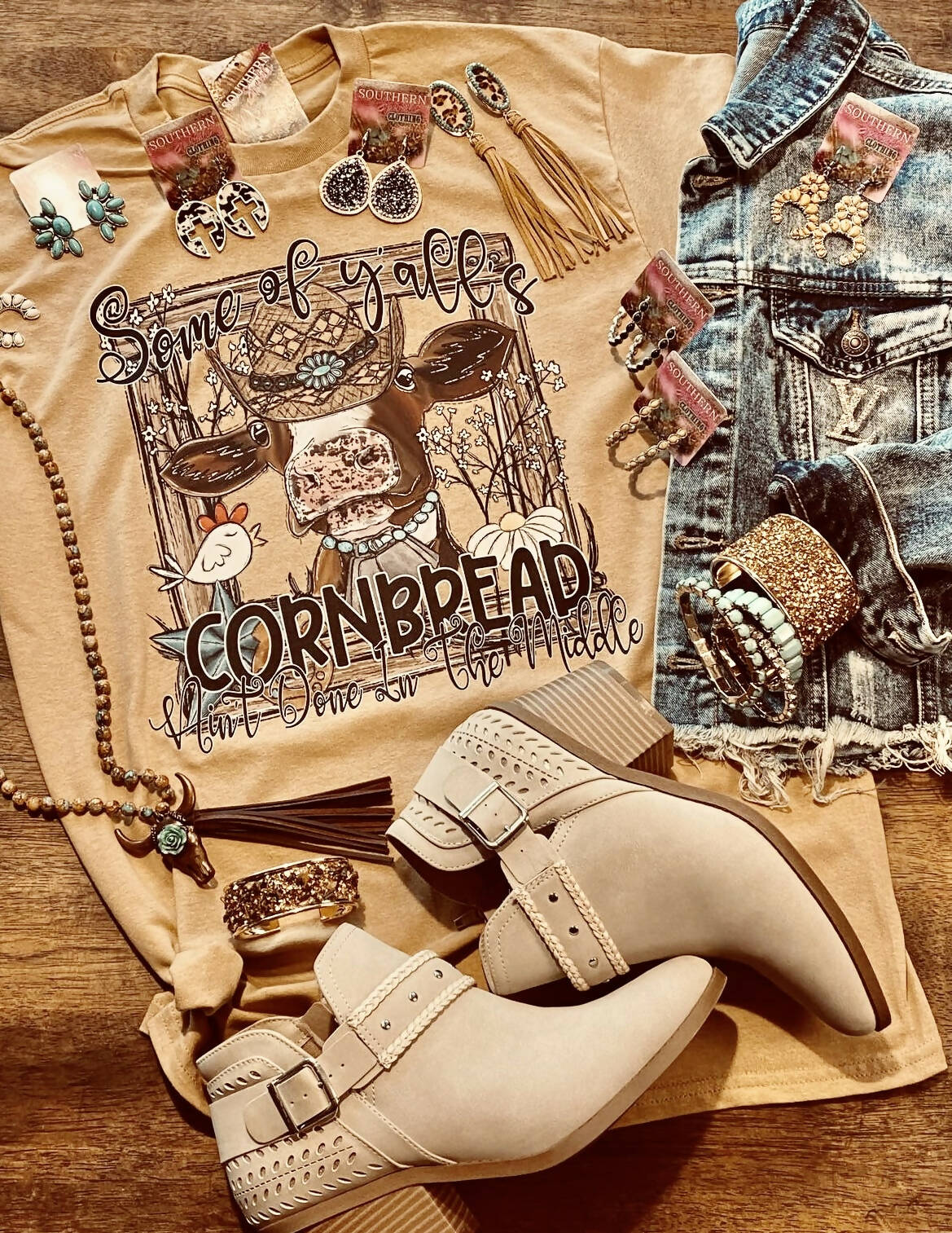 Some of Yall’s Cornbread T-Shirt-Graphic Tee's-Vintage Cowgirl-Deadwood South Boutique, Women's Fashion Boutique in Henderson, TX