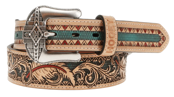 Hooey War Paint Natural Turquoise & Red Belt