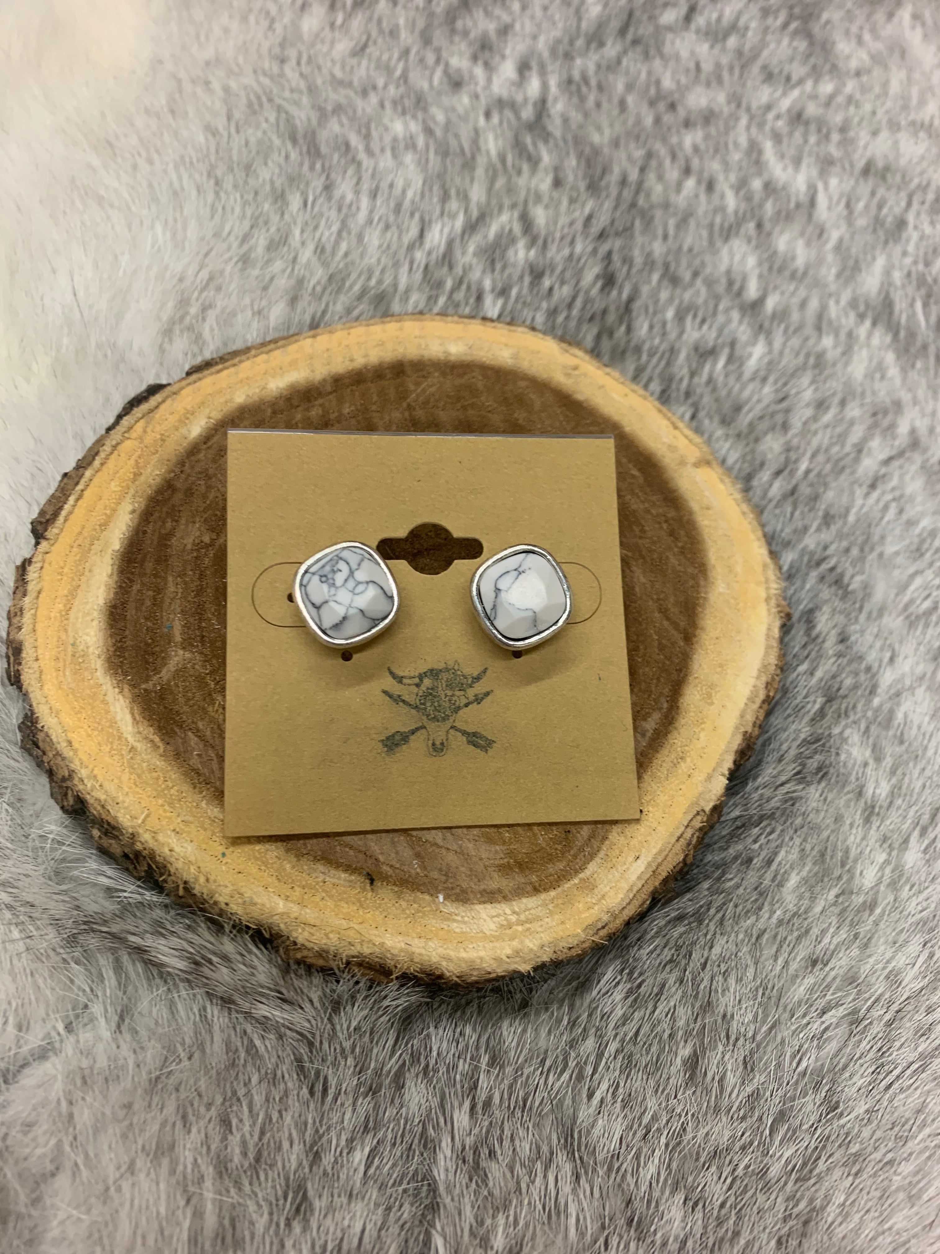 White Fashion Stud Earrings-Earrings-Deadwood South Boutique & Company-Deadwood South Boutique, Women's Fashion Boutique in Henderson, TX