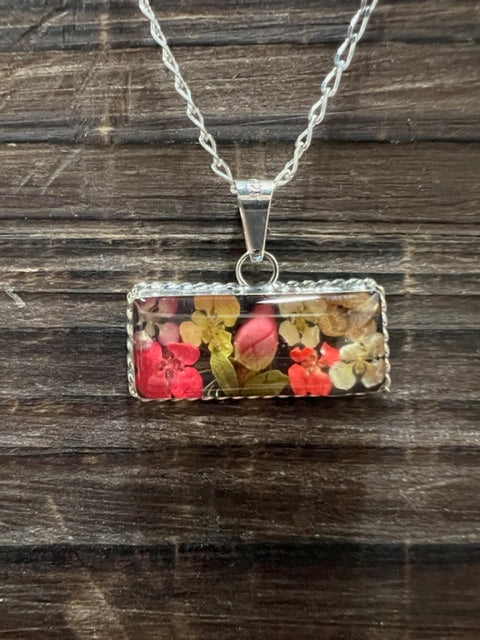 Sterling Silver Dried Flower Necklace