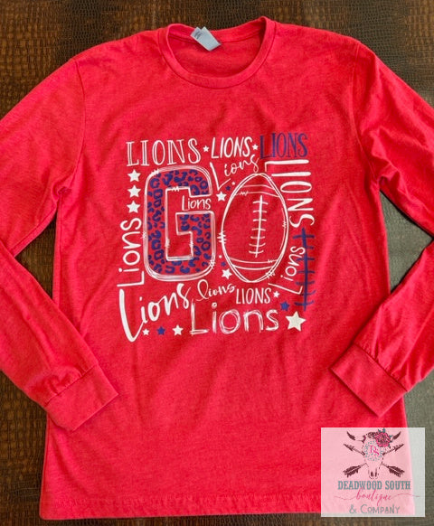 Go Lions Longsleeve Graphic Tee-Graphic Tee's-Deadwood South Boutique & Company-Deadwood South Boutique, Women's Fashion Boutique in Henderson, TX